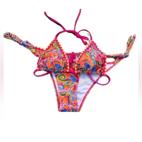 💲6️⃣ Bundled ✔️Batik Bikini Bohemian | Beach Basics sz Small Pink Multi color - Picture 6 of 10